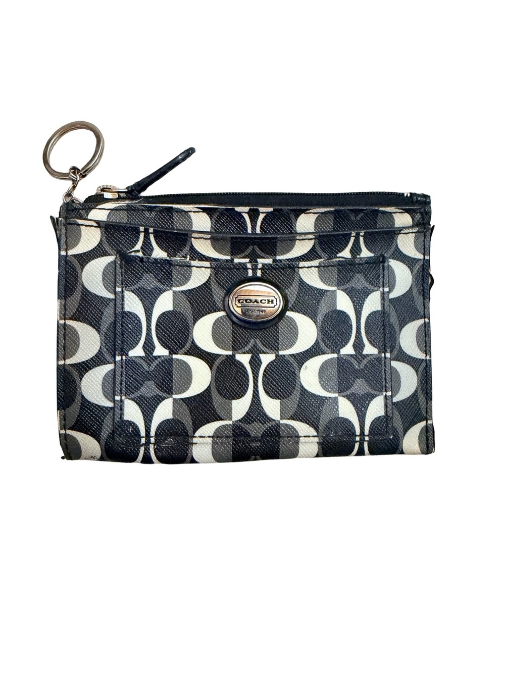 Coach Signature C Small Zipper Pouch in Black and White